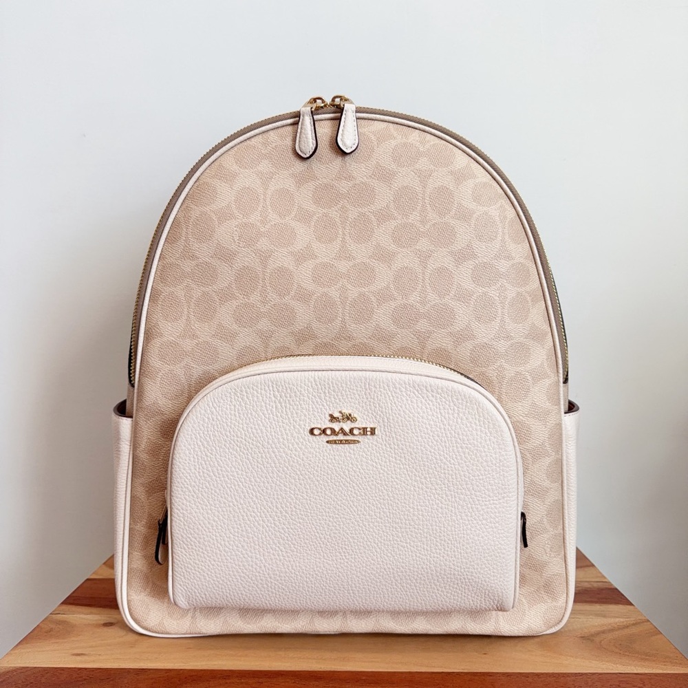 NWT Coach Large Court Backpack In Signature Canvas
